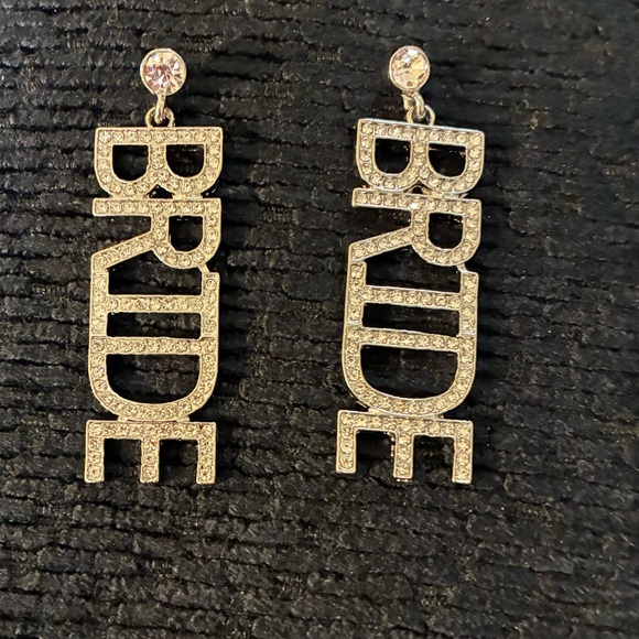 Ruby Rae Collections Jewelry - Sparkly EUC BRIDE Earrings // Bachelorette Earrings // Bridal Shower Gift